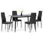 Set de masă Marble cu blat ceramic și 4 scaune,negru