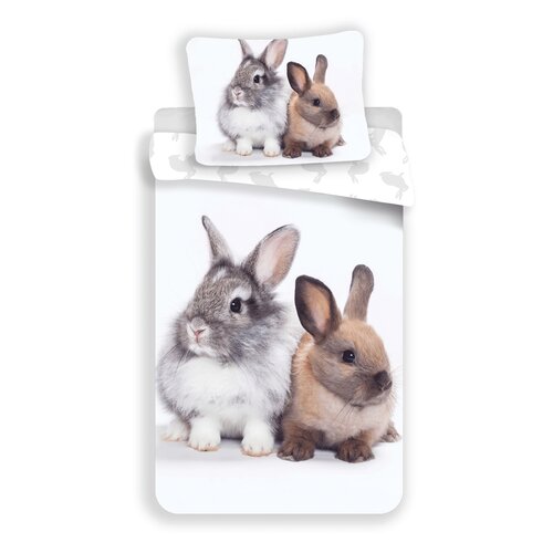 Bunny Friends pamut ágyneműhuzat, 140 x 200 cm, 70 x 90 cm