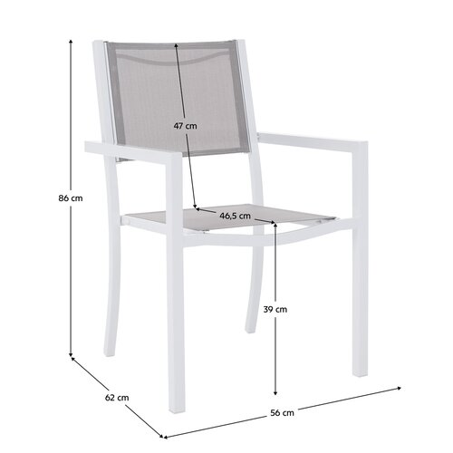 Krzesło ogrodowe z możliwością układania w stos,stal biały/jasnoszary, DORIO