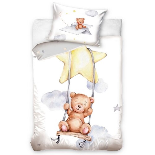 Lenjerie de pat pentru copii Ursulețul și Legănul de pe Stea, 100 x 135 cm, 40 x 60 cm 100