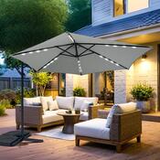Avenberg Duży parasol z regulacją nachylenia Sunny LED 300, szary