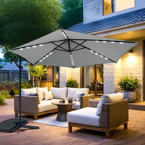 Avenberg Velký polohovatelný slunečník Sunny LED 300, šedá