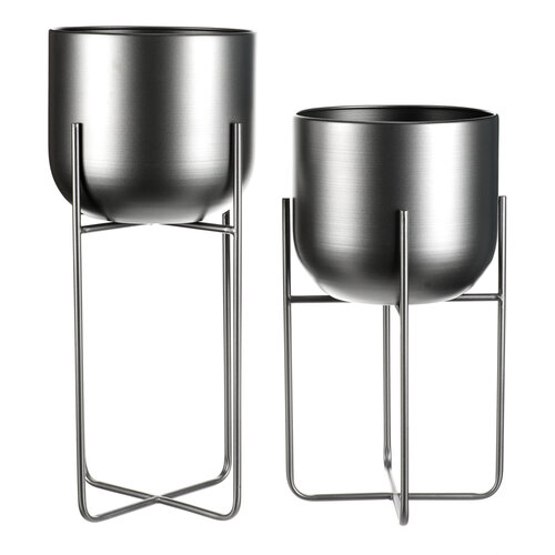 Blumenständer-Set aus Metall Moderny, Grau, 2 St.