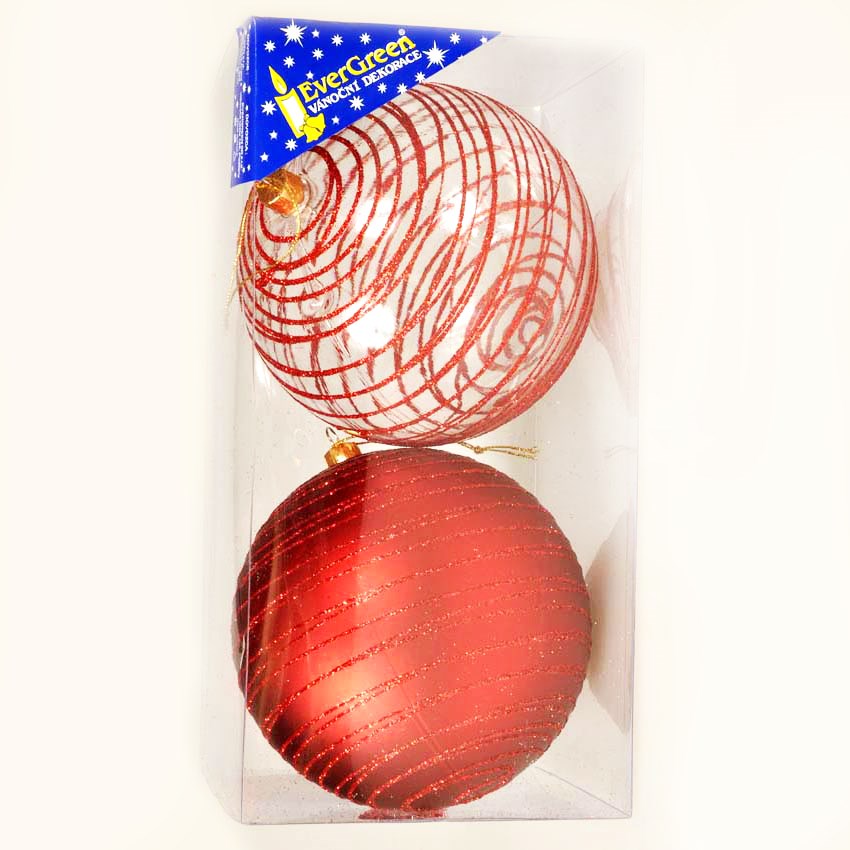 Gule s trblietkami 2 ks, červená, pr. 10 cm, HTH