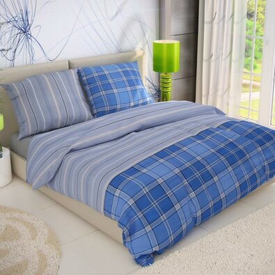Kvalitex Baumwollbettwäsche Delux Campus Blau, 140 x 220 cm, 70 x 90 cm