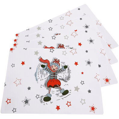 Altom Vianočné prestieranie Zimné radovánky Anjel, 28 x 43 cm, sada 4 ks