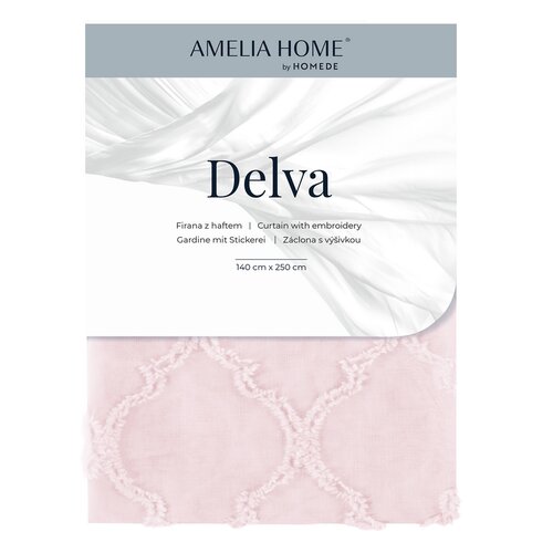 AmeliaHome Delva Eyelets függöny, rózsaszín, 140 x 250 cm