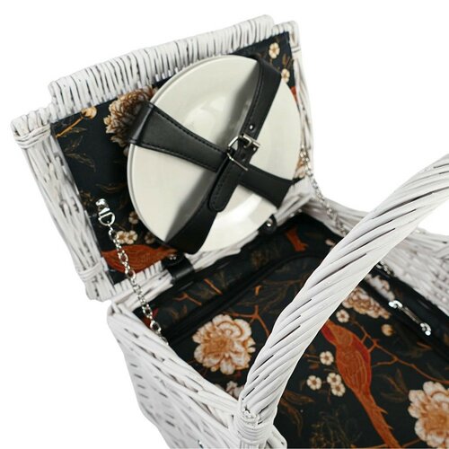 Picknickkorb für 2 Personen Weiß, 38 x 26 x 26 cmweiß  ,