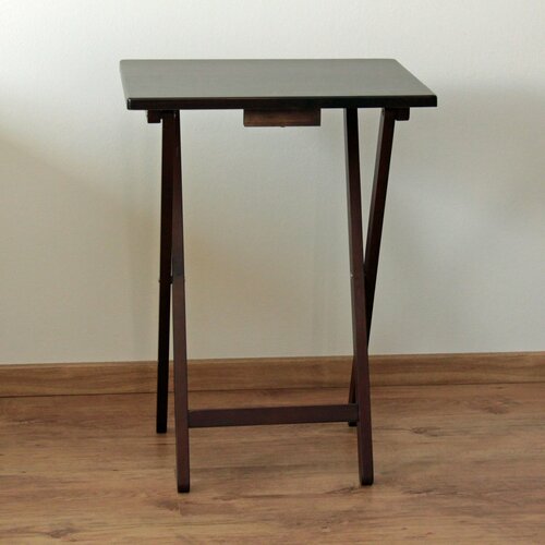 Skládací stolek dřevěný, černohnědá