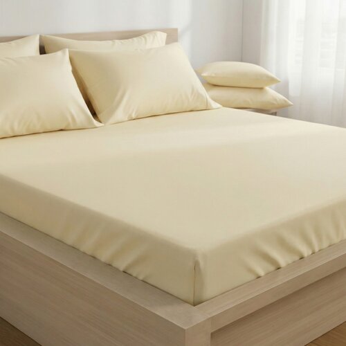 Kvalitex Cearșaf din satin cu elastic, crem, 160 x200 cm