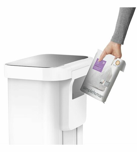 Pedálový odpadkový koš Simplehuman – 55 l, bílá, FPP, kapsa na sáčky - thumb (3)