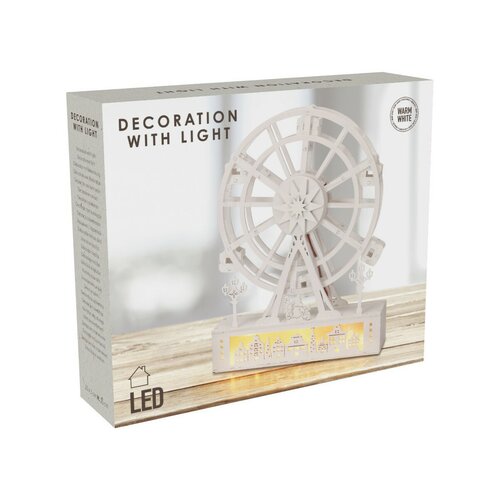 Decorațiune rotativă luminoasă de Crăciun Sate,4x LED, lemn