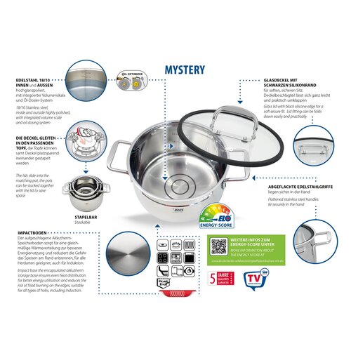Elo 91003 3-teiliges Edelstahl-Topfset Mystery