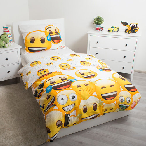 Lenjerie de pat Jerry Fabrics Emoji 213, de copii, din bumbac, 140 x 200 cm, 70 x 90 cm