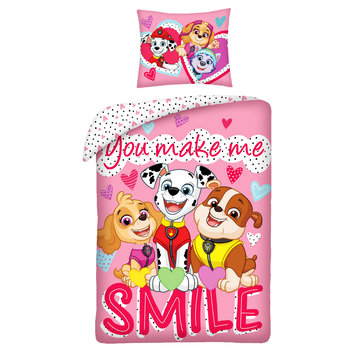 Obrázok HALANTEX -  HALANTEX Obojstranné bavlnené obliečky PAW PATROL Smile, 140/200+70/90, PAW-474BL