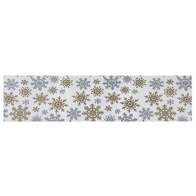 Weihnachtstischläufer Snowflakes Weiß, 33 x 140 cm