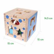 Ecotoys Dřevěná edukační kostka, 15 x 15 x 14,5 cm