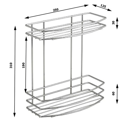 AQUALINE 37014 Chrom line Drahtablage doppelt, silber
