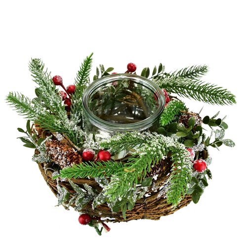 Božični okrašen svečnik Canna, 11 x 22 cm