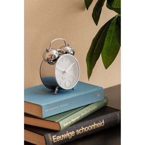 Karlsson 6009CH designový budík stříbrná, pr. 12 cm