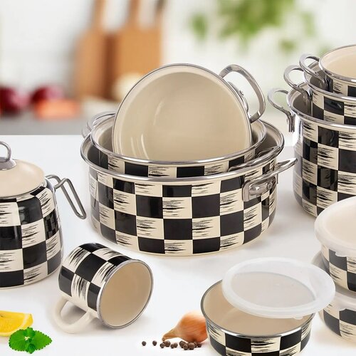 Orion Šachovnice Lem zománcozott edény, 3 l,átmérő 22 cm