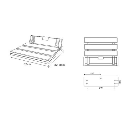 SAPHO AE357 Klappbarer Duschsitz für Behinderte, 32 x 33 cm, weiß