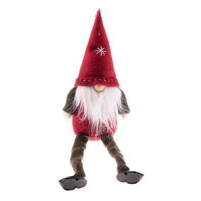 Świąteczny krasnal tekstylny Jolley czerwony, 14 x 44 cm