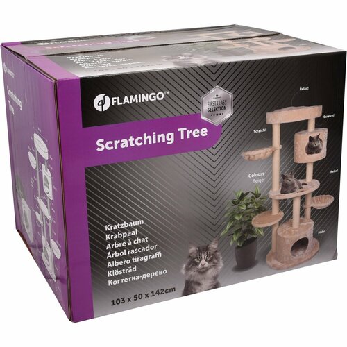 Flamingo Kratzbaum für Katzen INGA, beige, 103 x 50 x 142 cm