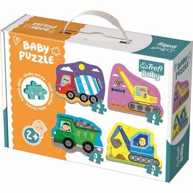 Trefl Baby Puzzle Fahrzeuge auf dem Bau, 4in1 3,4, 5, 6 Teile
