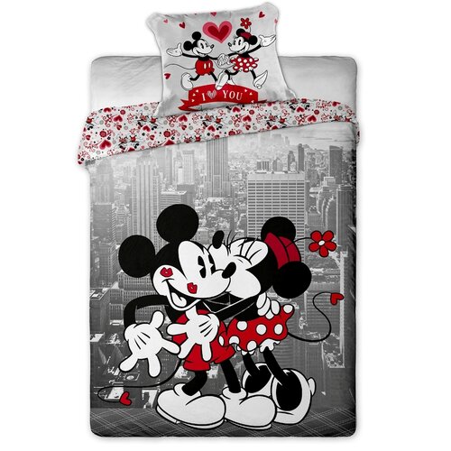 Bavlněné povlečení Mickey a Minnie in NY, 140 x 200 cm, 70 x 90 cm