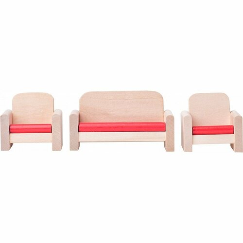 Woody Zweistöckiges Puppenhaus mit Balkon und Zubehör, 55 x 26 x 51,5 cm