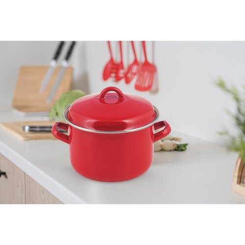 Banquet Emailira hrnce s poklicí Milton red , 20cm, 3,4 l