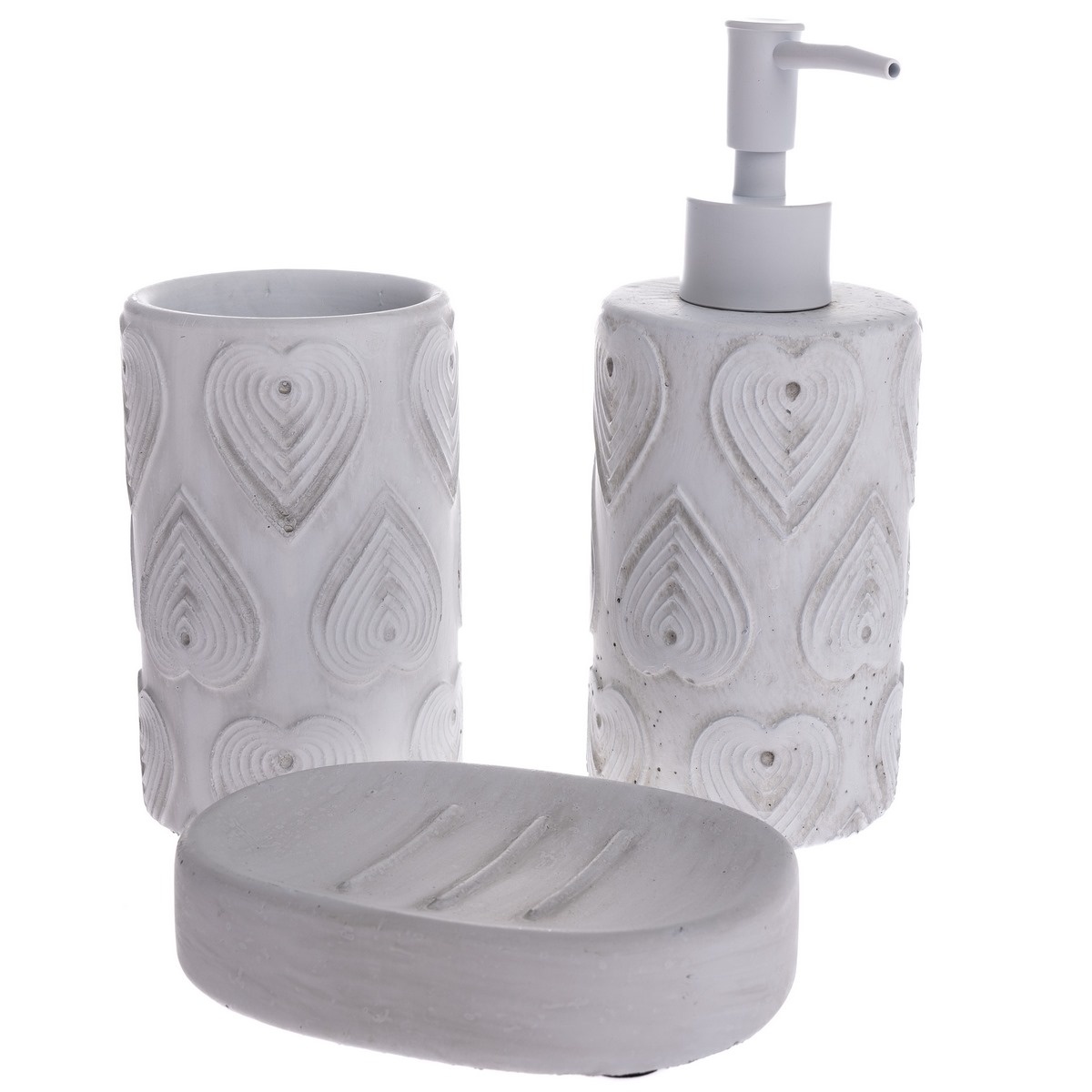 Lavabo 3 db cement fürdőszobai tartozék készlet,fehér akciós termékkép 1