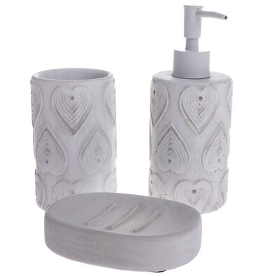 Set de accesorii de baie din ciment Lavabo 3piese, alb