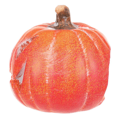 Svečnik Bučka z obrazom mala oranžna, keramika, pr. 10 cm