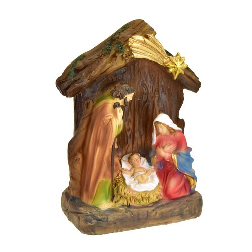 Vianočný betlehem s osvetlením, 11,5 x 14,5 x 6 cm, polyresin