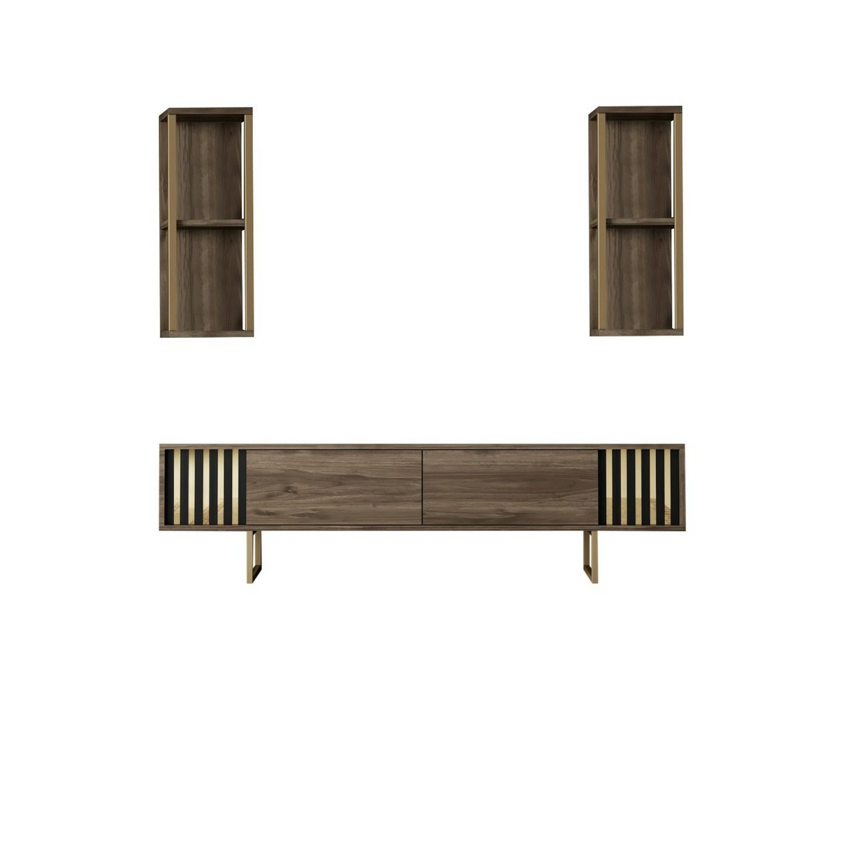 Televízny stolík s policami Linie Walnut and Gold