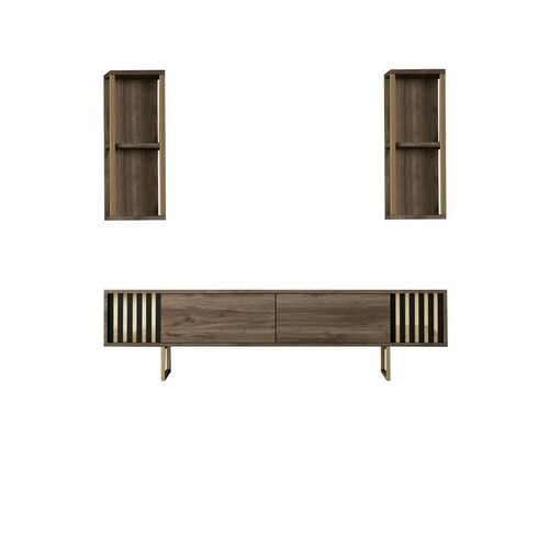 Linie Walnut and Gold TV szekrény polcokkal