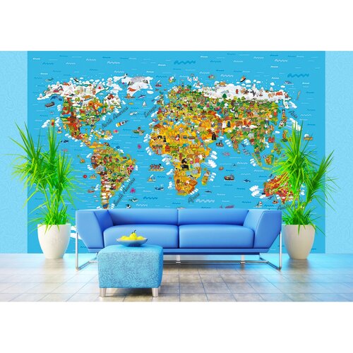 Dětská fototapeta XXL Mapa světa 360 x 270 cm, 4 díly