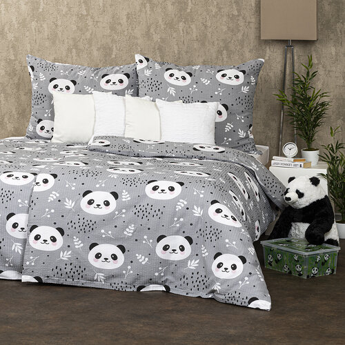 4Home Krepp-Bettwäsche Nordic Panda, 140 x 200 cm, 70 x 90 cm