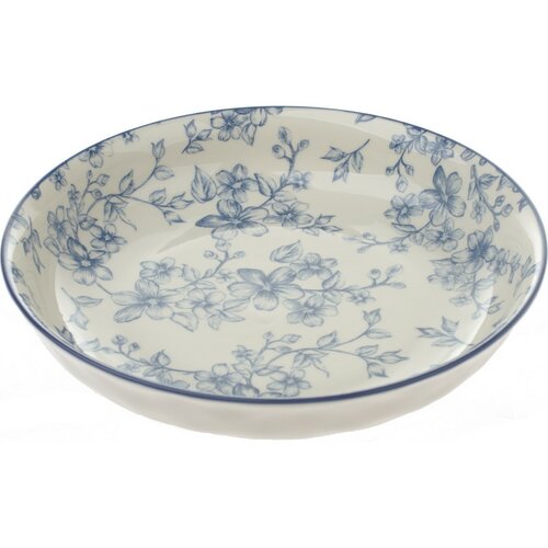 Set mit 6 tiefen Tellern Zarte Blüten 20 cm, blau