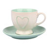 Ceramiczna filiżanka z podstawką Serce, turkusowy