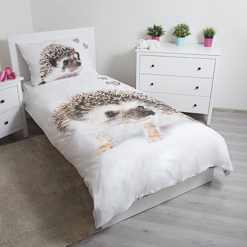 Lenjerie de pat copii Jerry Fabrics, din bumbac, Arici, 140 x 200 cm, 70 x 90 cm 140