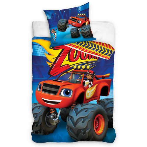 Detské bavlnené obliečky Blaze Monster Truck Blue, 140 x 200 cm, 70 x 90 cm