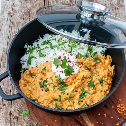 Elo 19628 Brytfanna z pokrywą szklaną i uchwytem aromatycznym Alucast 28 cm