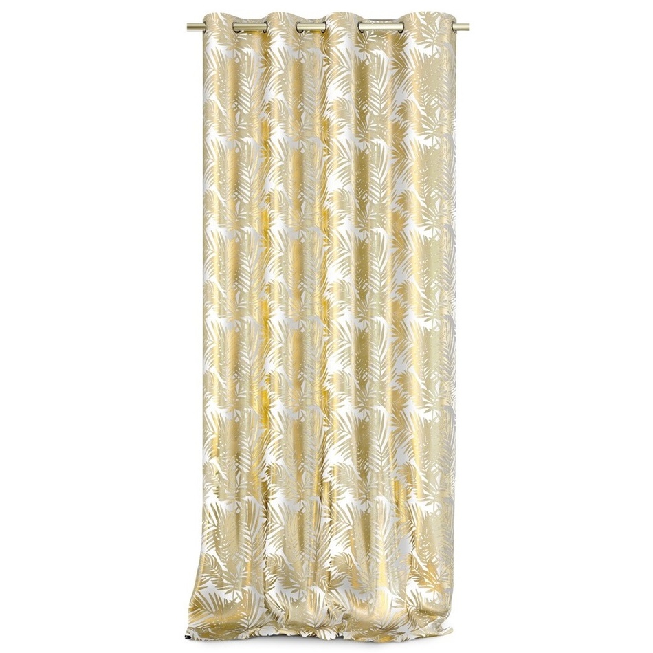 Obrázok AmeliaHome Záves Velvet Golden Leaves biela, 140 x 245 cm