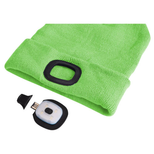 Sixtol Czapka z latarką czołową 45 lm, USB, uni, zielony