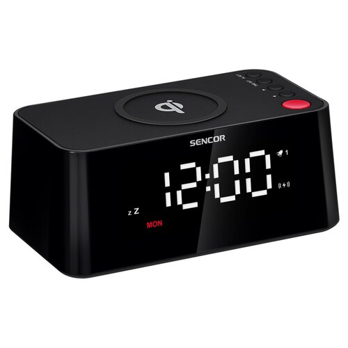 Sencor SDC 7600 Qi zegar z ładowarką, czarny