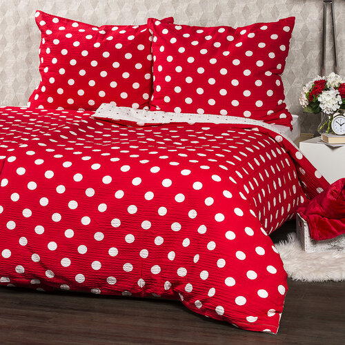 Lenjerie de pat din crep 4Home Bulină roşie, 140 x 220 cm, 70 x 90 cm