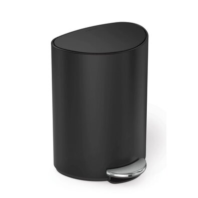 Simplehuman Кош для сміття з педаллю 6 л, напівкруглий, матова чорна сталь, пластик